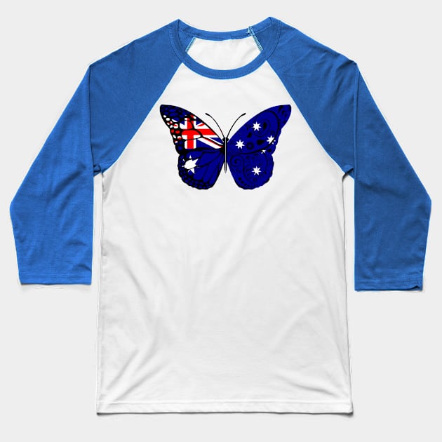 Australia Flag Patriotic Butterfly Design T-Shirt Baseball T-Shirt by Anonic